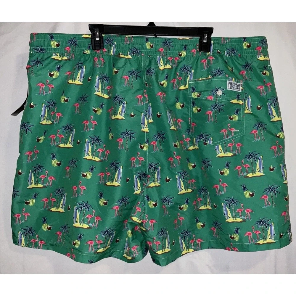 NWT Men's Polo Ralph Lauren Green Tropical Print Lined‎ Swim Trunks 4XB Big